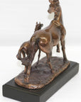BRONZED CLASSIC SCULPTURE 2 HORSES FAMILY MARE & FOAL ,CLASSIC ARTWORK FIGURINE DEAL