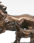 BRONZED CLASSIC SCULPTURE 2 HORSES FAMILY MARE & FOAL ,CLASSIC ARTWORK FIGURINE DEAL