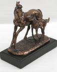 BRONZED CLASSIC SCULPTURE 2 HORSES FAMILY MARE & FOAL ,CLASSIC ARTWORK FIGURINE DEAL