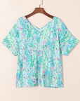Floral Short Sleeve V-Neck Tee