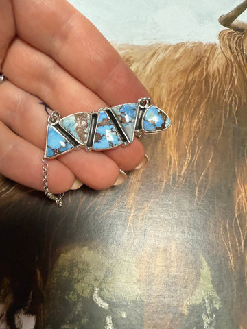 Handmade Sterling Silver Golden Hills Turquoise Bar Necklace