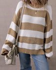 Arabella Striped Side Slit Sweater