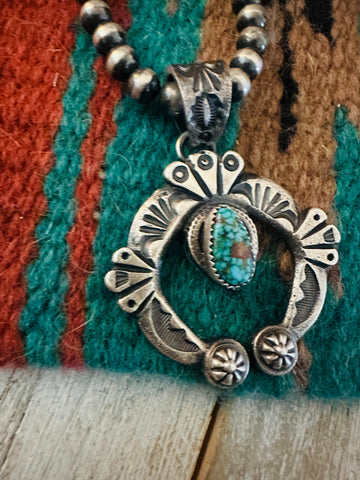 Navajo Sterling Silver & Turquoise Naja Pendant by Kevin Billah