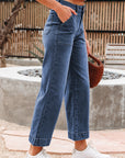 Denim High Rise Cropped Wide Leg Jeans