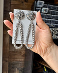Eugene Charley Navajo Concho & Teardrop Dangle Earrings – Sterling Silver