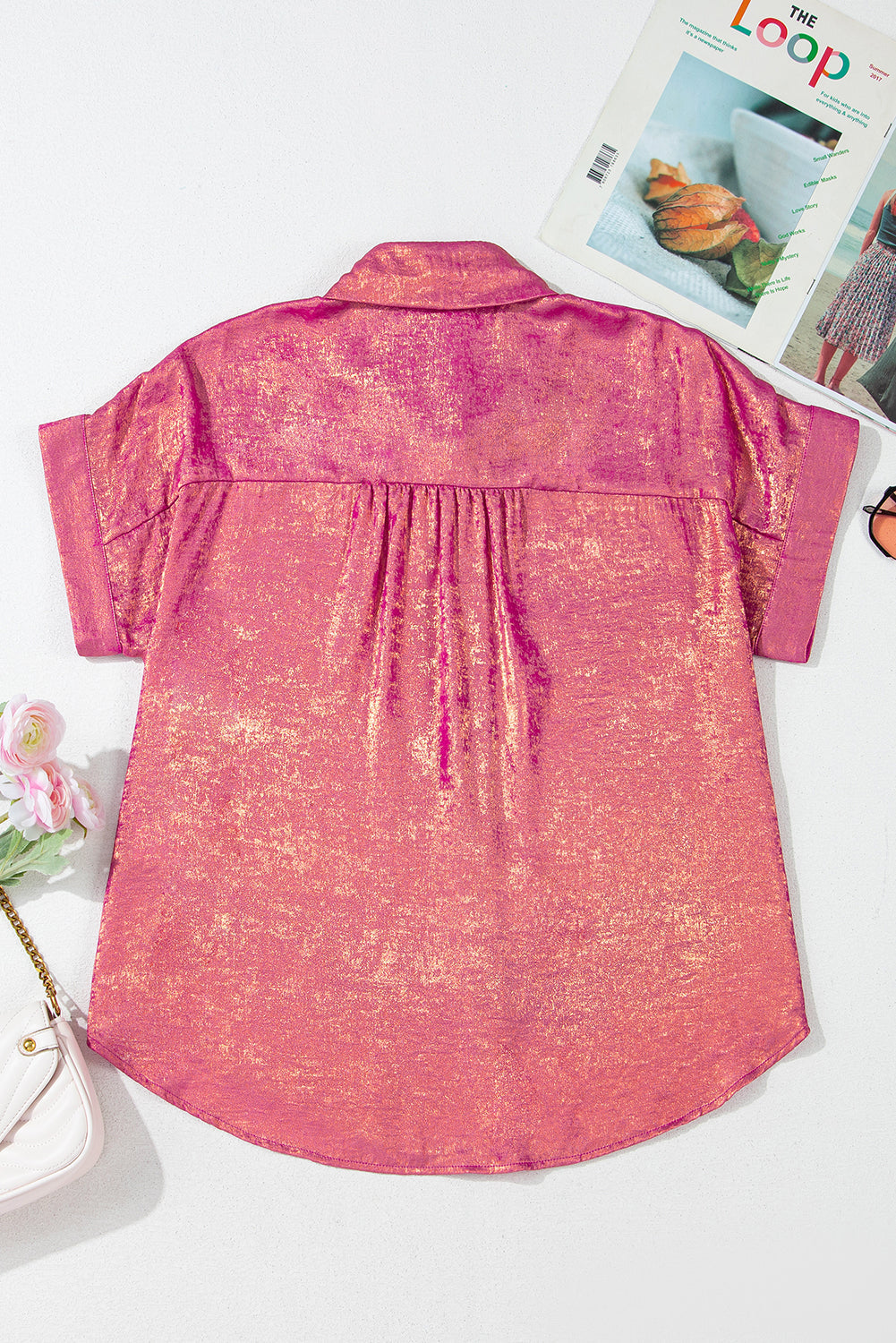 Amoura Metallic Sheen Buttoned Top