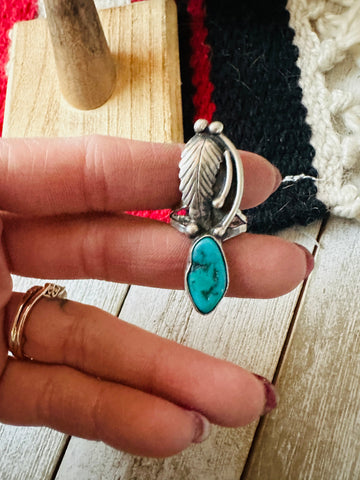 Old Pawn Vintage Navajo Sterling Silver & Turquoise Ring Size 5