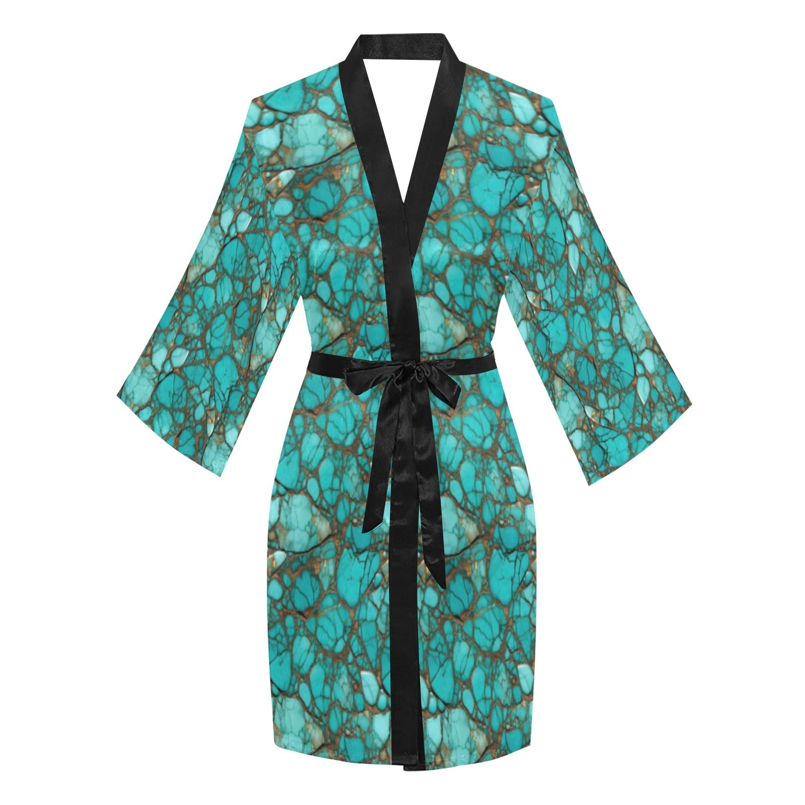 All Turquoise Women&#39;s Lounge Kimono Robe