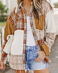 Plaid Colorblock Patchwork Chest Pocket Shirt Jacket