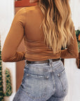 Solid Scoop Neck Long Sleeve Top
