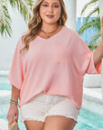 Aliyah Plus Size Textured Half Sleeve Top