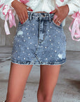 Rhinestone Denim Skirt