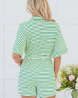 Annabelle Stripe Buttoned & Tie Romper