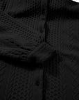 Solid Cable Knit Textured Puff Sleeve Shacket