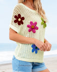 Floral Crochet Sweater T-Shirt
