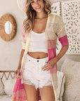 Leona Ribbed Short Sleeve Ombre Eyelet Knitted Cardigan