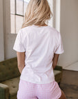 MAMA Printed Tee and Plaid Shorts Lounge Set