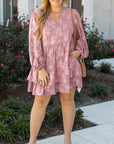 Plus Size Floral V-Neck Tiered Ruffle Dress