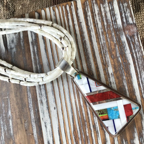 Daniel Coriz Mother Of Pearl Beaded Inlay Necklace - Everest Ranch