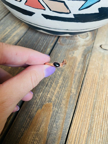 Navajo Copper Over Sterling Onyx Ring