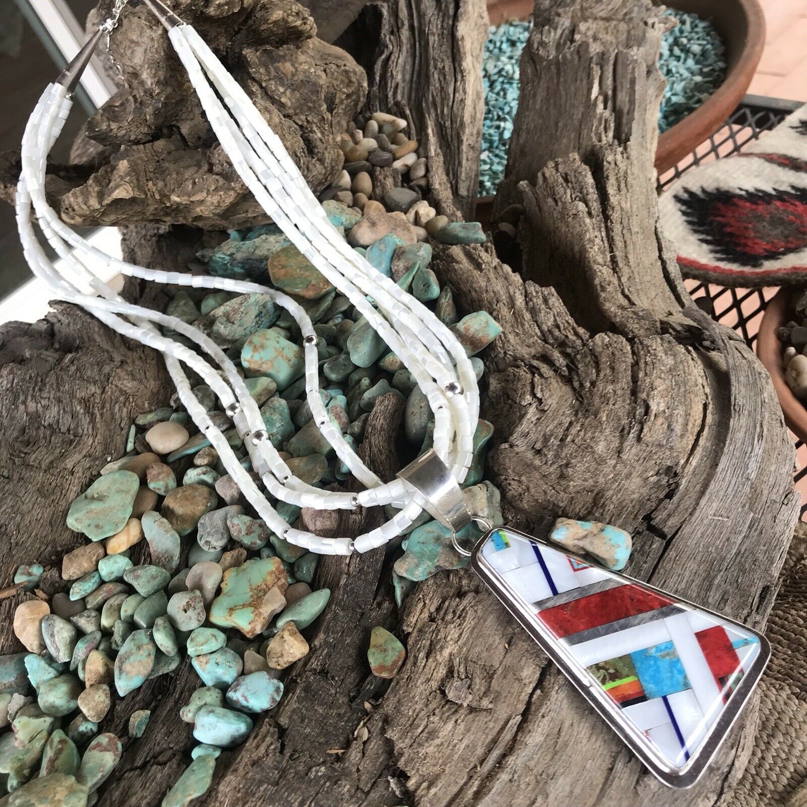 Daniel Coriz Mother Of Pearl Beaded Inlay Necklace - Everest Ranch