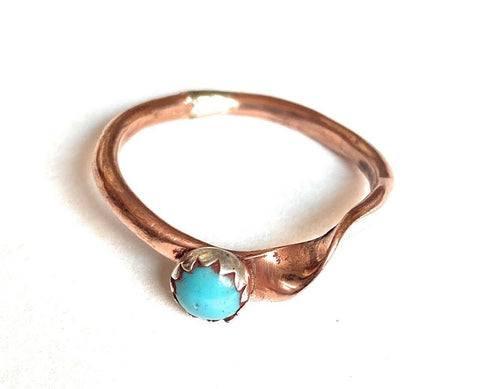 Navajo Copper Over Sterling & Turquoise Ring