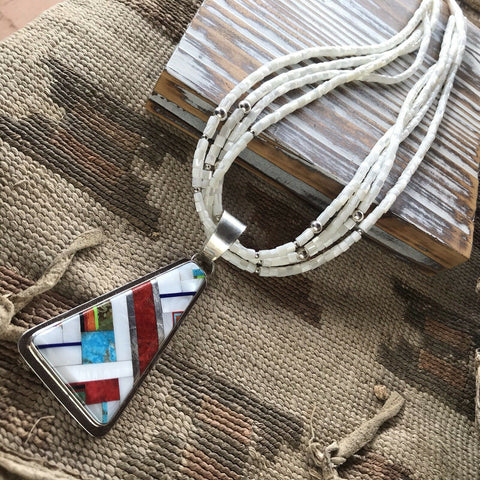 Daniel Coriz Mother Of Pearl Beaded Inlay Necklace - Everest Ranch