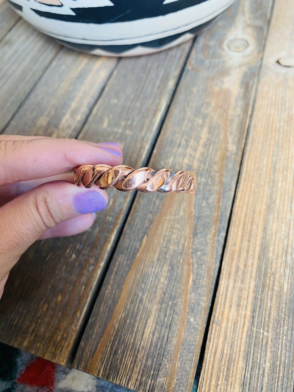 Navajo Copper Over Sterling Hand Twisted Cuff Bracelet