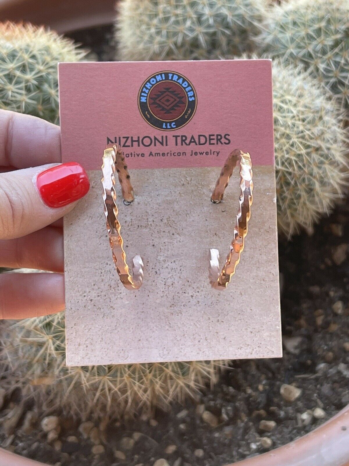 Navajo Copper Rope Style Hoop Earrings