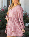 Plus Size Floral V-Neck Tiered Ruffle Dress