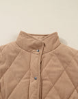Plus Size Quilted Corduroy Snap Button Vest Jacket
