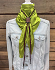 35X35" Solid Light Green Wild Rag / Scarf - Leather Slide and Bolo Tie