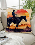 Watercolor Desert Cowboy Throw Pillow Case Made in America