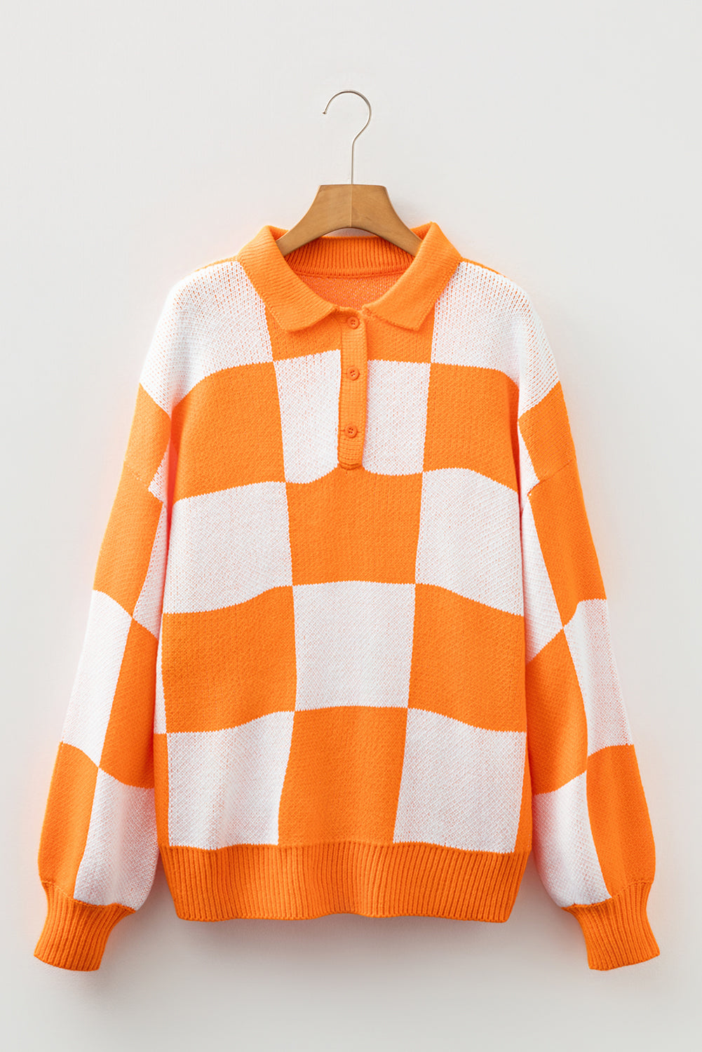 Checker Collared Long Sleeve Sweater