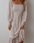 Delaney Ruffled Hem Square Neck Midi Dress