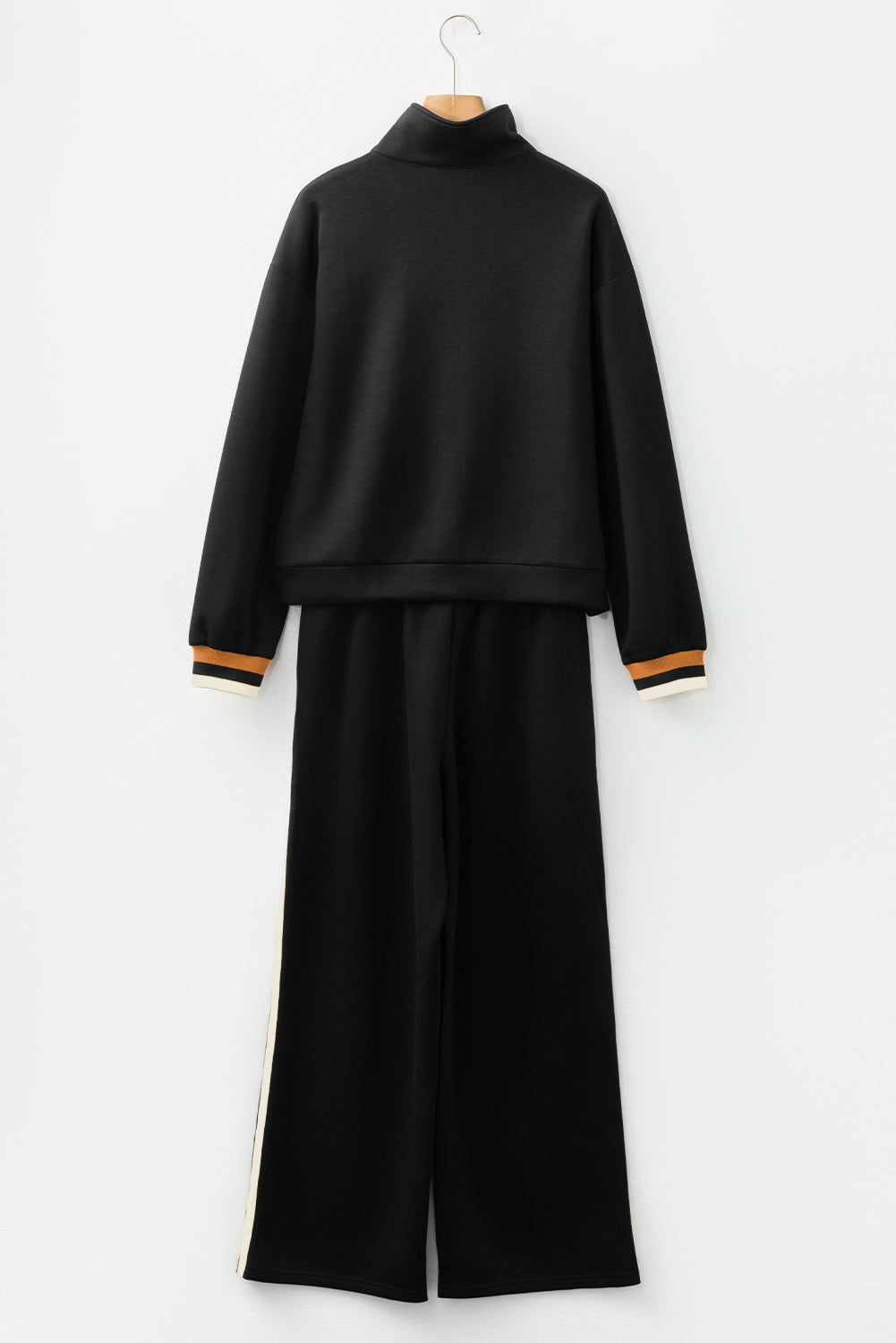 Stripe Patchwork Quarter-Zip Pullover and Pant Set