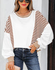 Stripe Colorblock Patchwork Contrast Stitch Sweatshirt