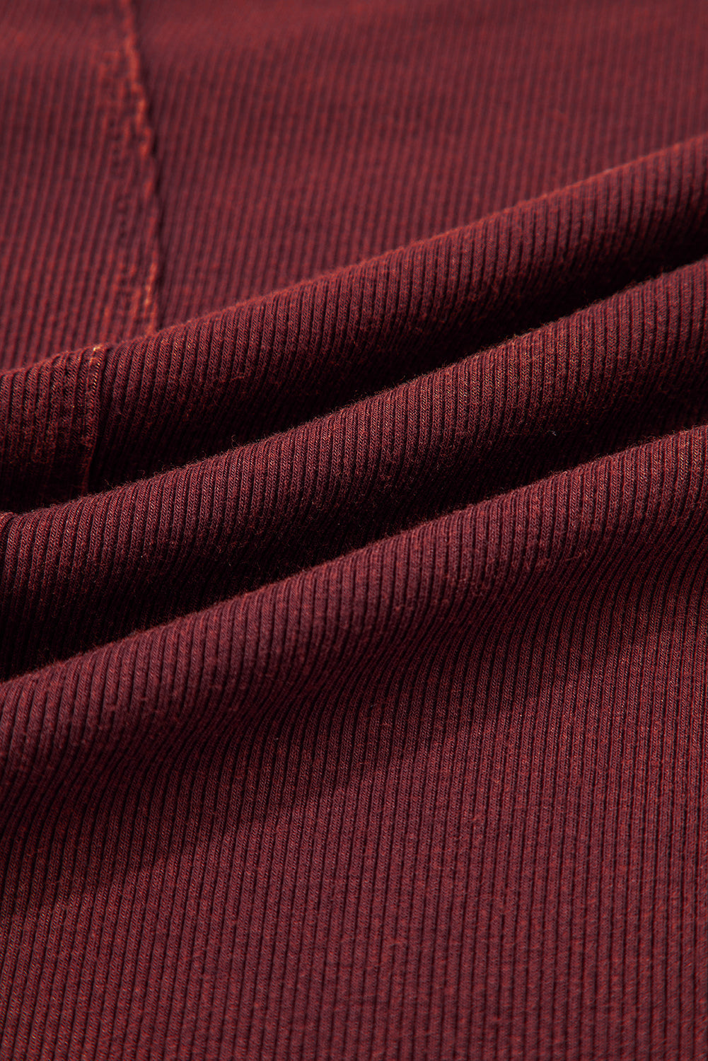 Solid Ribbed Knit Buttoned Long Sleeve Top