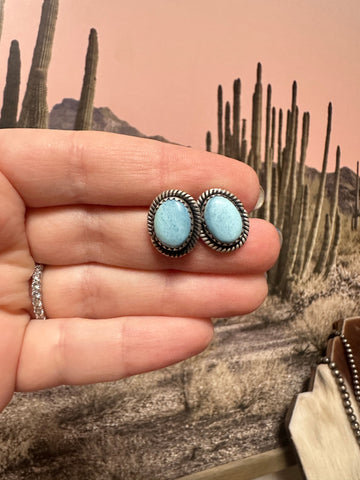 Handmade Golden Hills Turquoise & Sterling Silver Stud Earrings