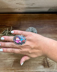 Oval rings - adjustable -Dahlia ring and sterling silver