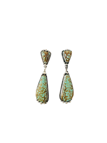 Navajo Number 8 Turquoise and Sterling Silver Dangle Earrings