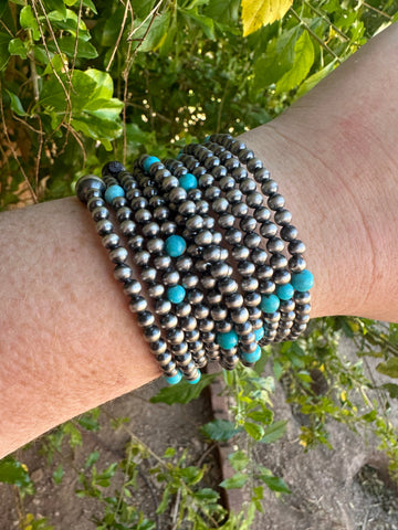 Cassidy Collection Handmade Sterling Silver & Turquoise Beaded Wrap Bracelet