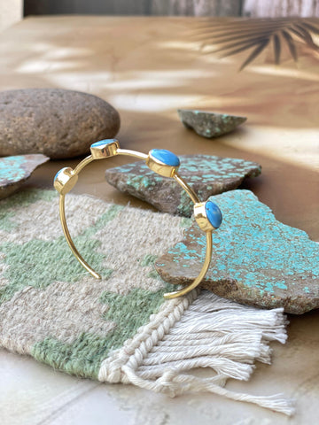 “The Golden Collection”  Handmade Natural Golden Hills Turquoise Gold Plated Adjustable Bracelet Cuff