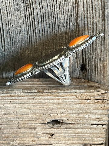 Apache Sterling Silver, Spiny Oyster and Indian Head Nickel Ring by Rosella Paxson