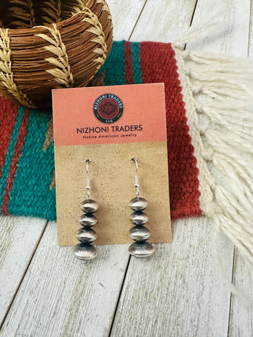 Navajo Sterling Silver Pearl Beaded Dangle Earrings #5