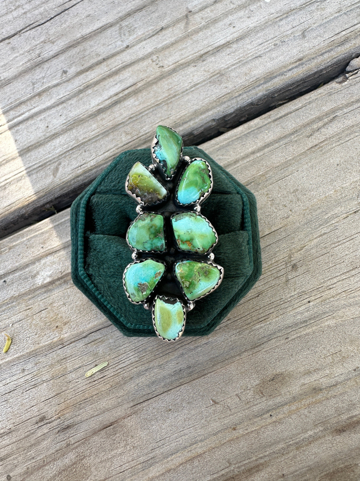 Handmade Sonoran Mountain Turquoise & Sterling Silver Adjustable Cluster Ring