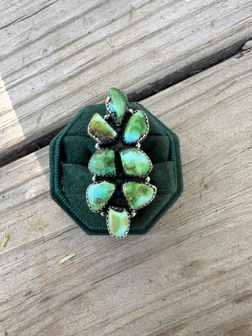 Handmade Sonoran Mountain Turquoise & Sterling Silver Adjustable Cluster Ring