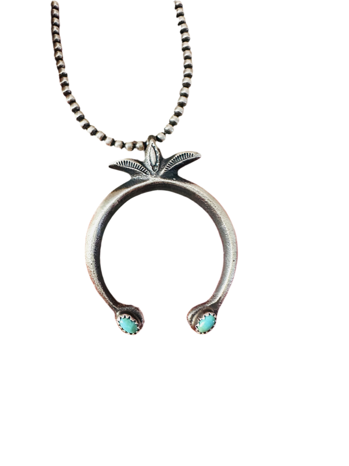 Navajo Sterling Silver & Turquoise Naja Pendant by Martha Cayatineto