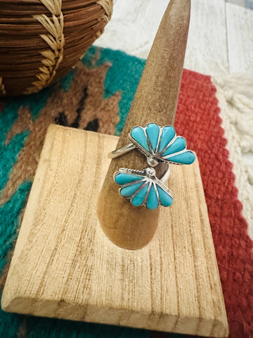 Zuni Sterling Silver & Turquoise Adjustable Ring