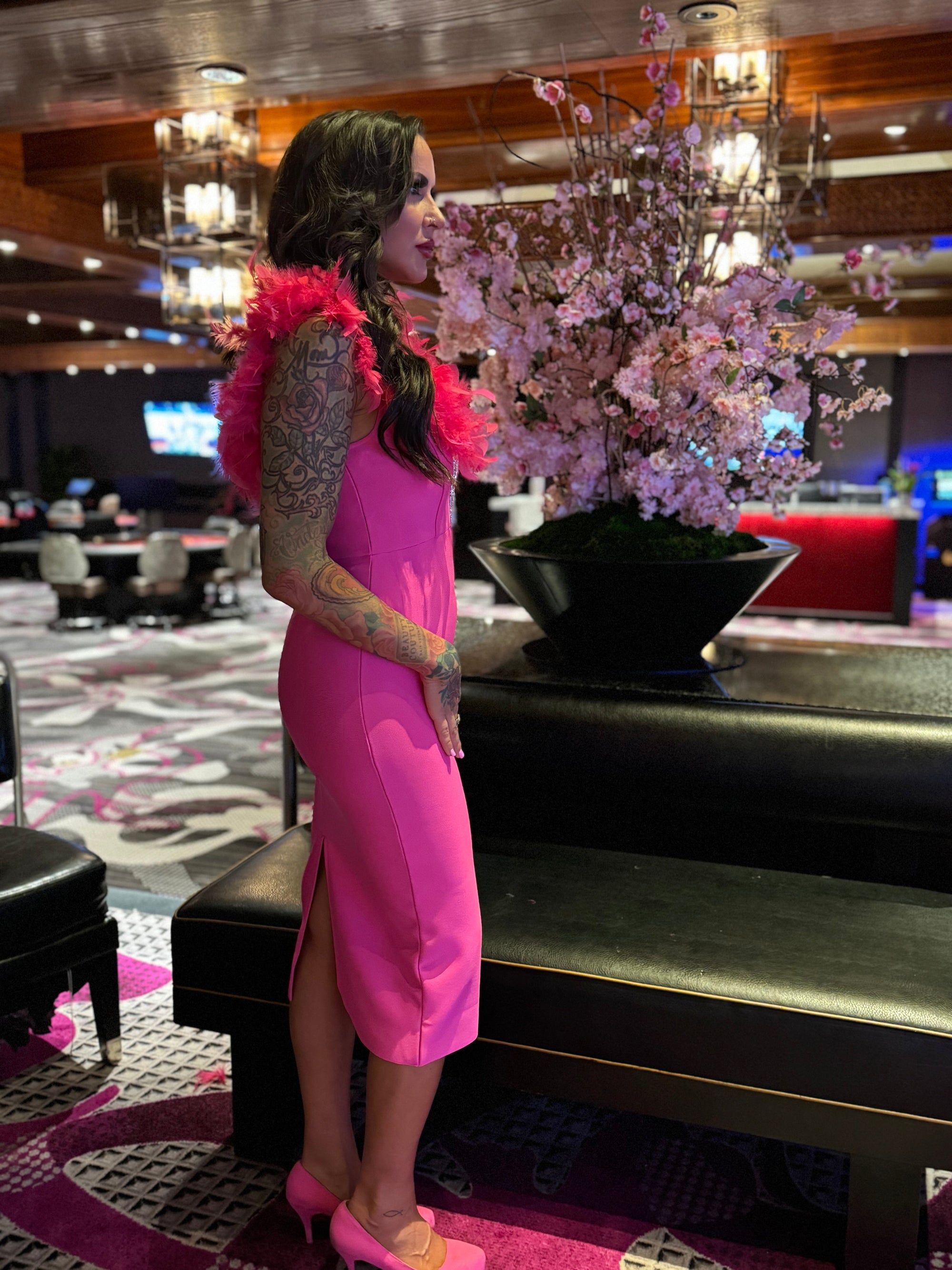 Feathered Bandage Dress